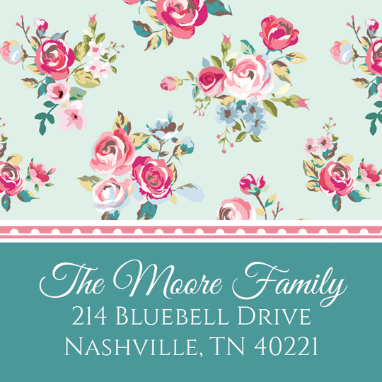 Delicate Roses Square Address Labels